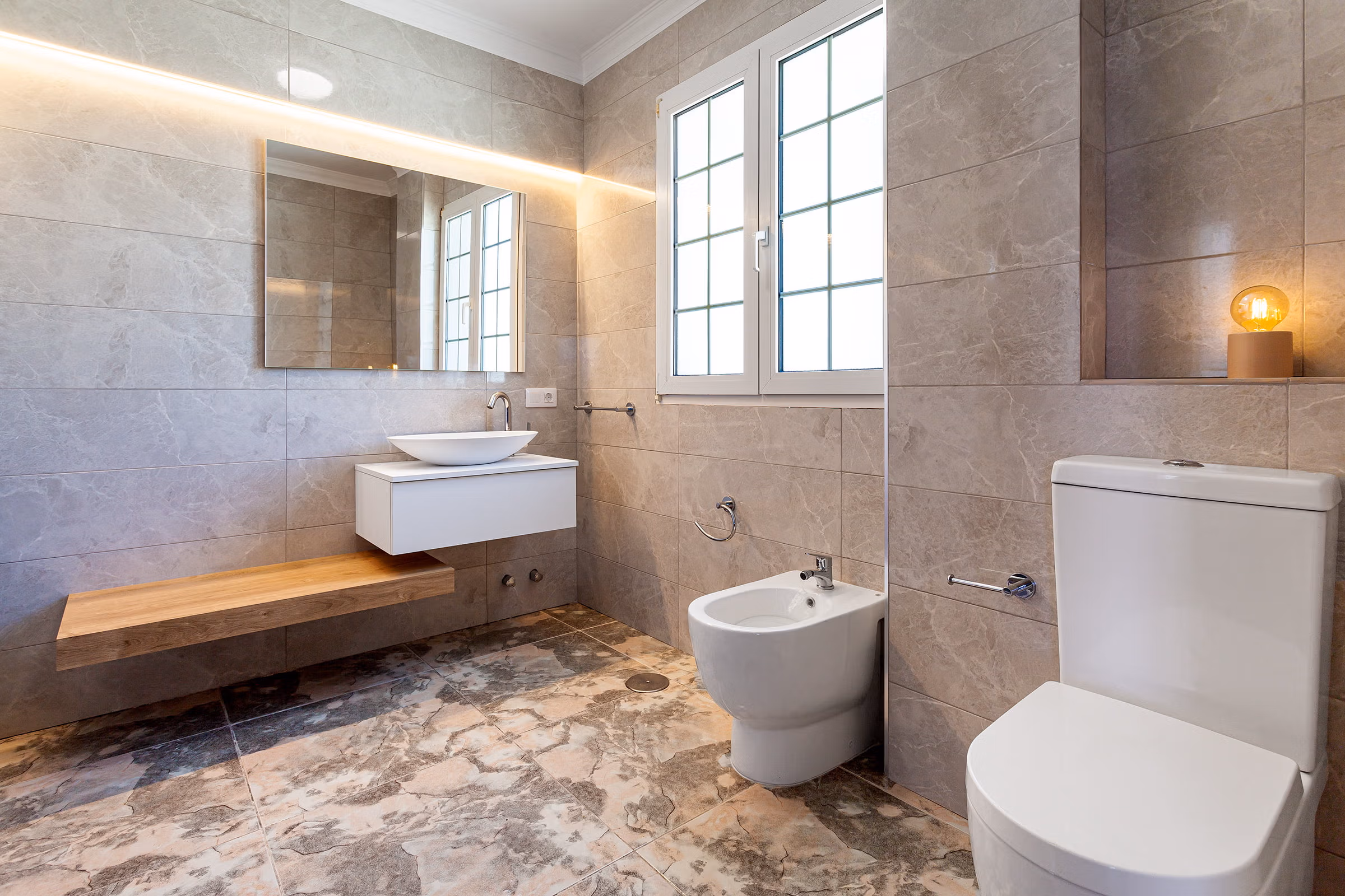 bathroom in a villa in playa del ingles, gran canaria