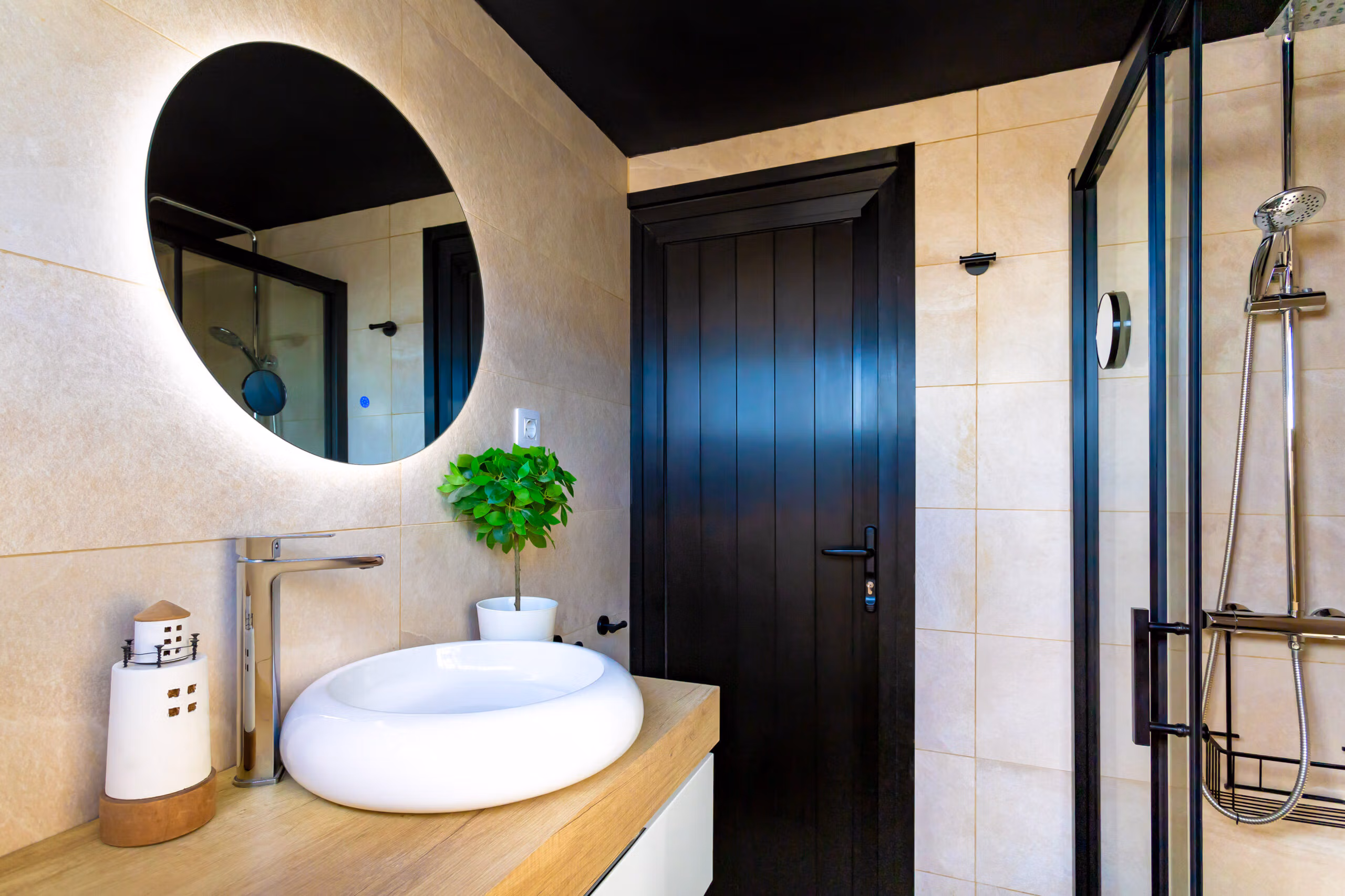 modern high end bathroom in a holiday complex in puerto rico, gran canaria