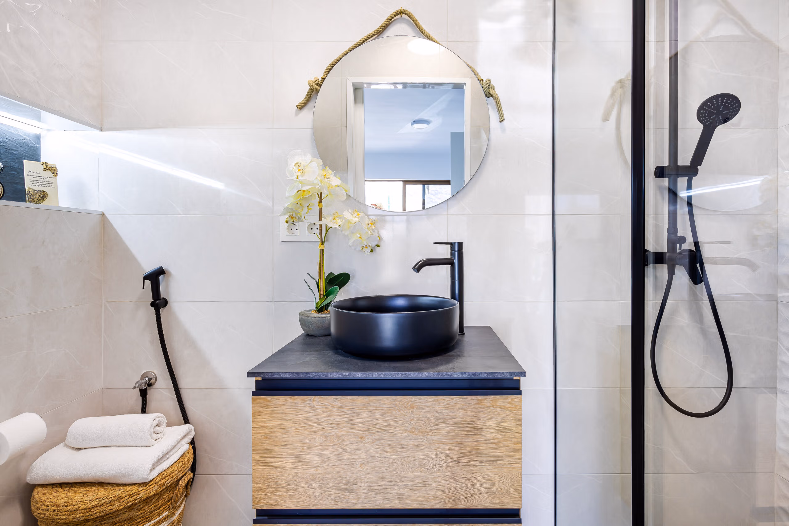 modern high end bathroom in a holiday complex in puerto rico, gran canaria