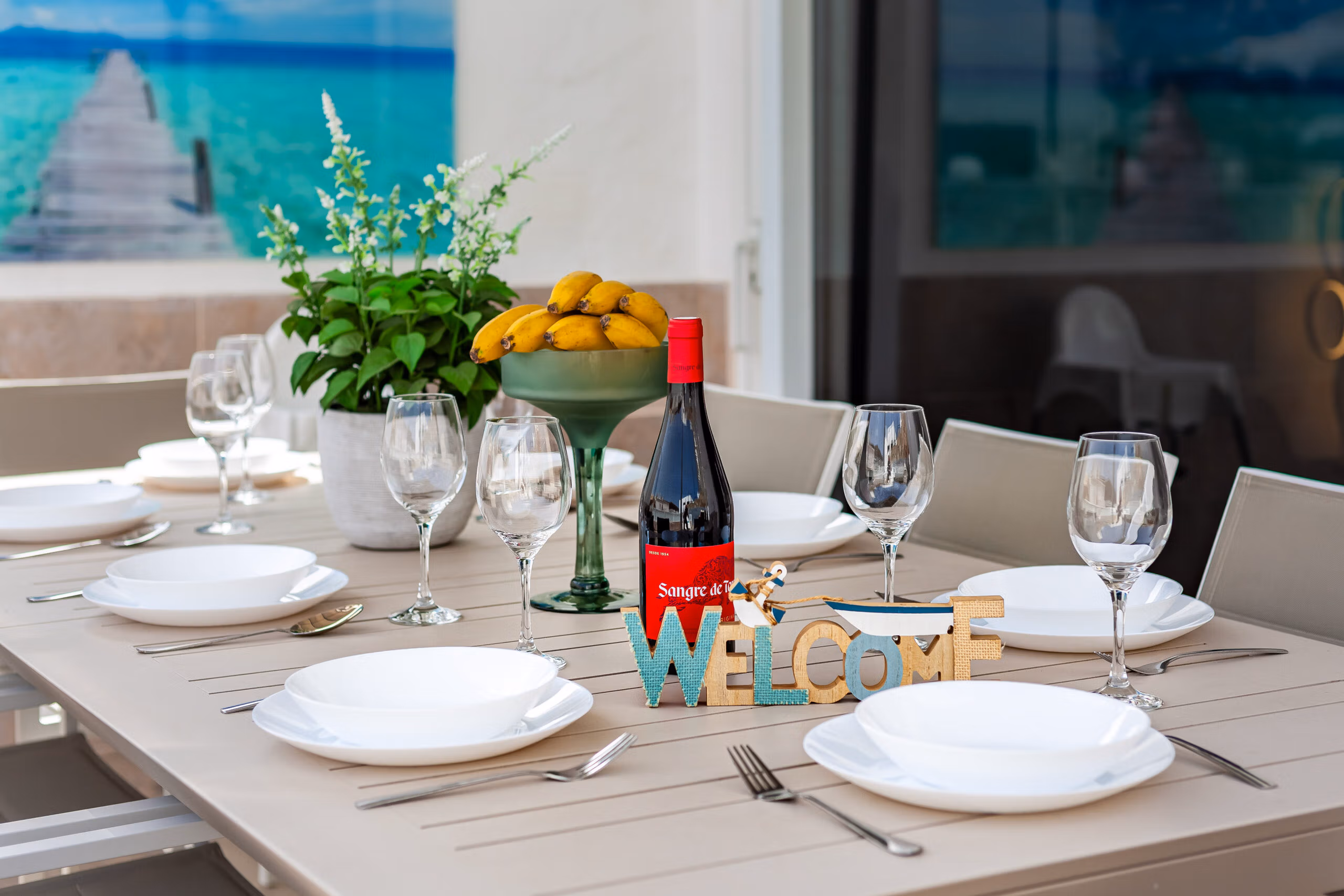 beautiful table in a terrace in a villa in puerto rico, gran canaria