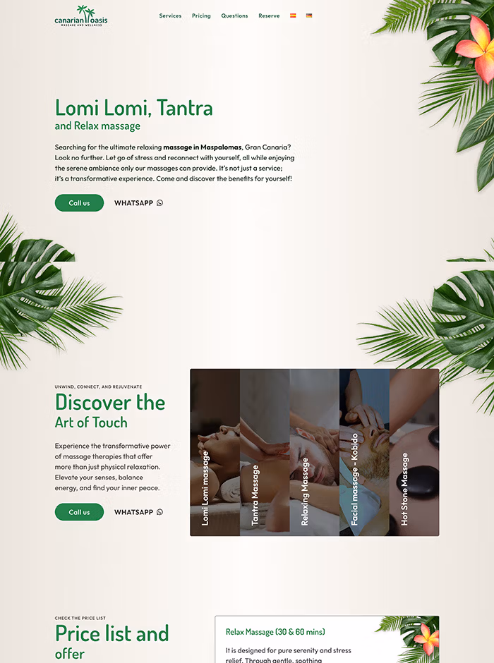 canarian oasis website screenshot